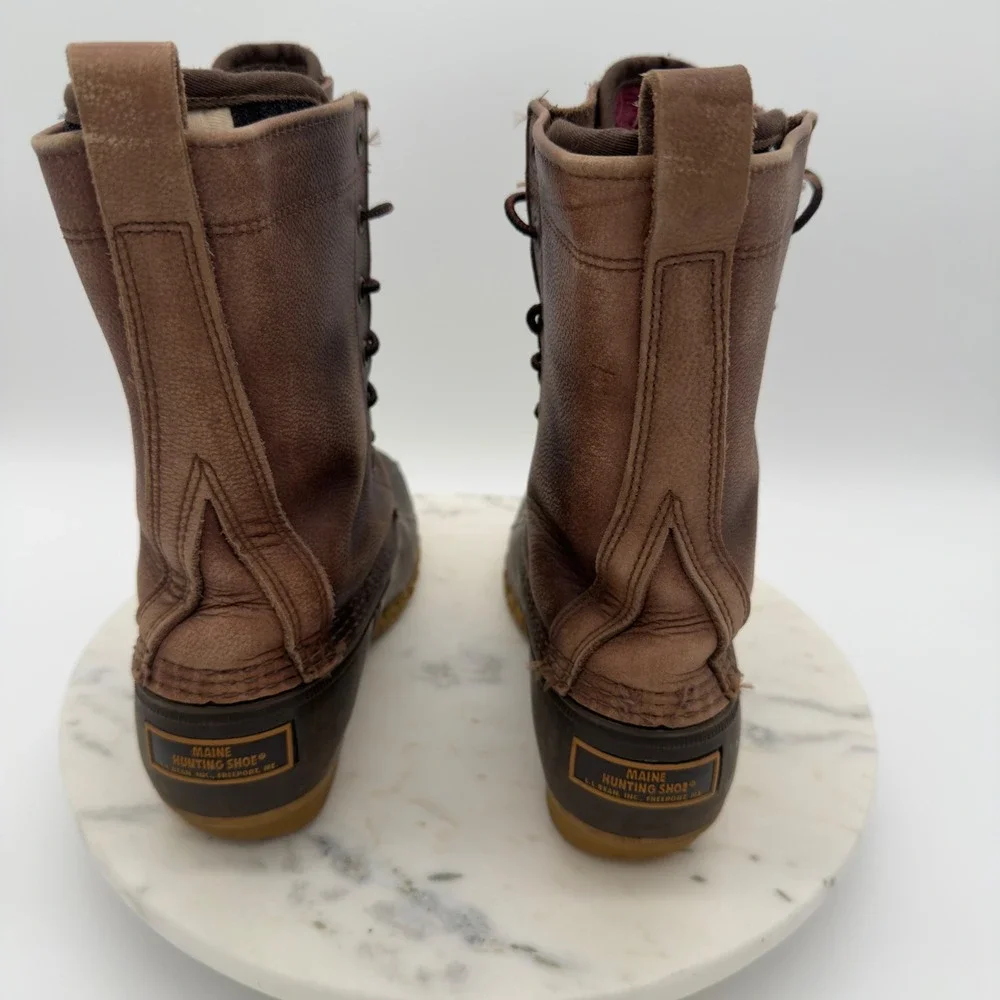 LL Bean Maine Hunting Shoe Mens 7M‎ Brown Gore Tex Thinsulate Duck Boots 10in